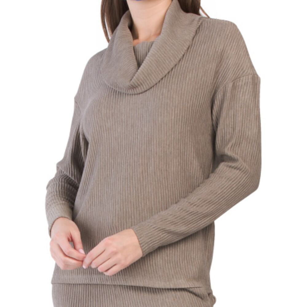 New Rachel Zoe Super Soft Textured Knit Top Cowl Neck Cozy Sweater Top